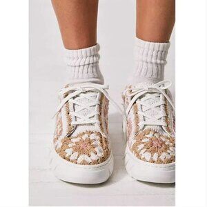 FREE PEOPLE Catch Me If You Can Crochet Sneakers Pink Blush NWOT JB